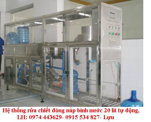 Dây chuyền rửa chiết đóng nắp bình 20 lít tự động