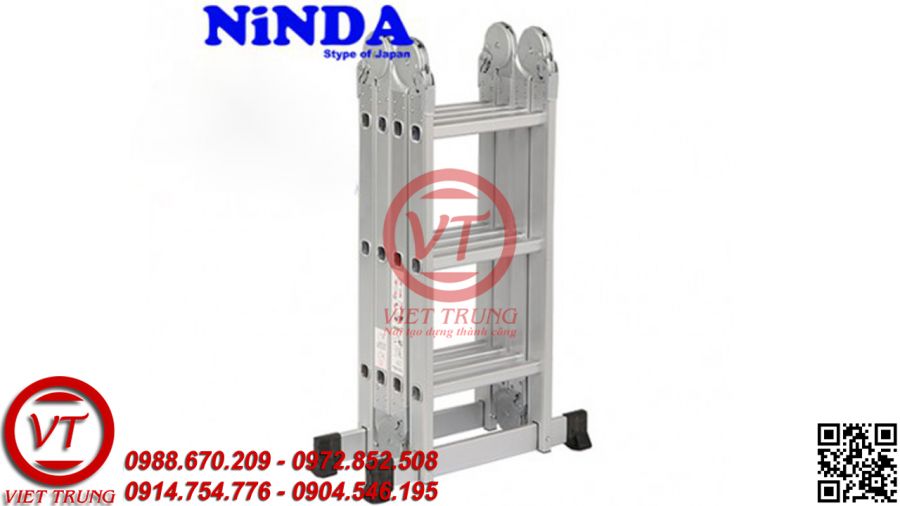 Thang nhôm gấp khúc chữ M Ninda ND-402C (chân ngang)  (VT-TNM 362)