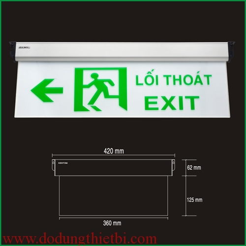 ĐÈN THOÁT HIỂM MICA 2 MẶT NỀN TRẮNG KENTOM KT 660