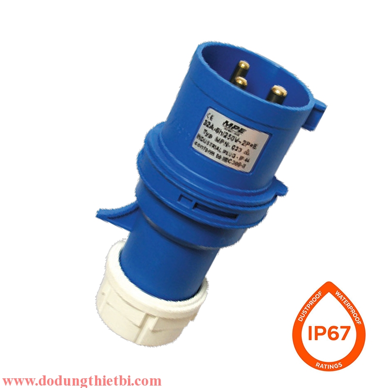 Phích cắm công nghiệp di động 16A - 240V - 2P+E - IP67