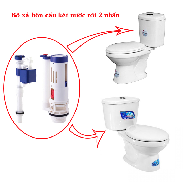 Bộ xả 2 nhấn bồn cầu két nước rời