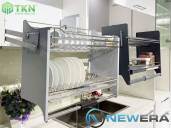 Giá bát nâng hạ NewEra 900mm inox 304 nan dẹt NE255.900