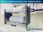 Giá bát nâng hạ di động nan Oval quả trám NewEra 700mm có ống đũa inox 304 NE799.700V