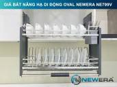Giá bát nâng hạ di động nan Oval quả trám NewEra 800mm có ống đũa inox 304 NE799.800V