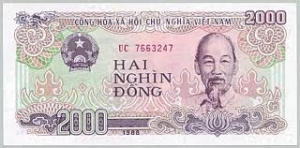 Vietnam 2000 Dong 1988 Size số seri lớn - hiế