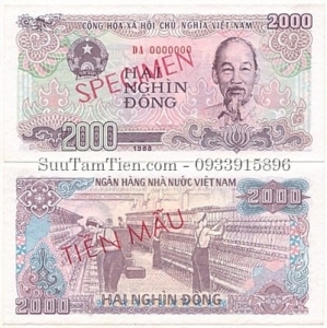 Việt Nam 2000 Dong 1988 SPECIMEN seri nhỏ 0000000