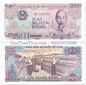 Vietnam 2000 Dong 1988 Size số seri lớn- hiếm