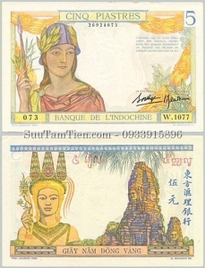 French Indochina 5 Piastres 1936