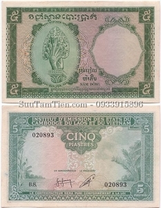 P-95 5 Piastres 1953 Cambodia