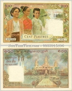 P-97 100 Piastres 1954 Cambodia