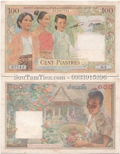 P-103 100 Piastres 1954 Lao