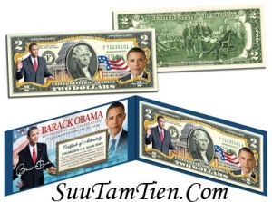 2 usd In Màu Tổng thống Obama