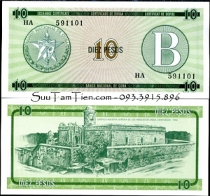 CUBA 10 PESOS 1985 P FX8 UNC