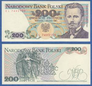 Poland 200 Zlotych P 144 c 1988 UNC