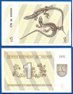 Lithuania 1 Talonas 1991 UNC
