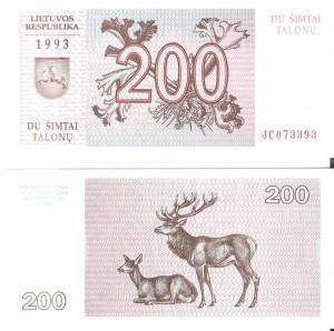 LITHUANIA 200 Talonu (1993) Pick 43, UNC