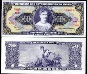 BRAZIL 5 CENT ON 50 CRUZEIROS 1966 UNC