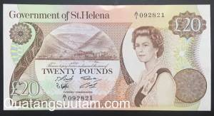 Saint Helena 20 pounds 1986 AUNC - Nữ Hoàng