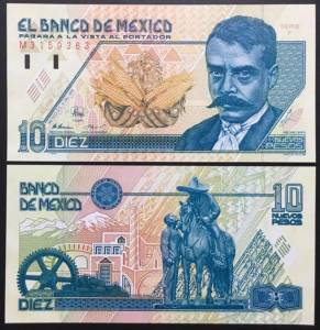 Mexico 10 Pesos UNC 1992