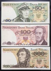 Bộ Poland Ba Lan Set 3 tờ XF UNC 1982-1988