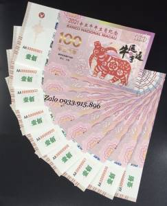 Tiền con trâu Macao lưu niệm 100 Patacas -Mừng Tết Tân Sửu 2021