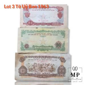Bộ 3 tờ 20 xu 50 xu 1 đồng ủy ban mặt trận dân tộc giải phóng miền Nam phát hành năm 1963 cổ