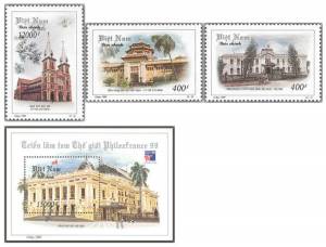 Tem VietNam 1999 Bloc + 3 set Kiến Trúc.