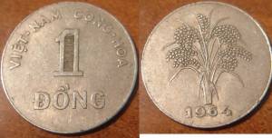 Xu Cổ Xưa Việt Nam 1 Đồng Năm 1964 Hình Bông Lúa
