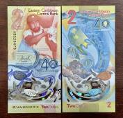 East Caribbean 2 Dollars 2023 2024 POLYMER - Kỷ niệm 40 Năm Thành Lập Ngân hàng Trung Ương