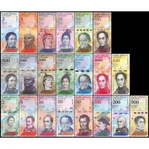Full Bộ 21 tờ Venezuela mới đẹp lung linh kỷ niệm, sưu tầm, biếu tặng Lì Xì Tết độc đáo