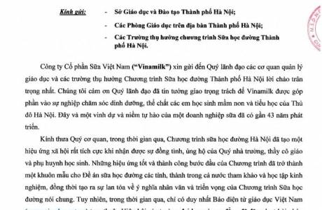 VINAMILK | CONG VAN 1583 PHAN HOI CAC VAN DE BAO GIAO DUC DUA TIN