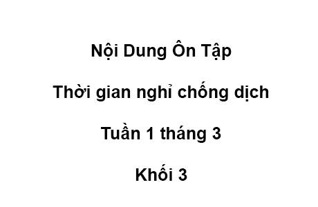 Khối 3 - tuần 1 - tháng 3