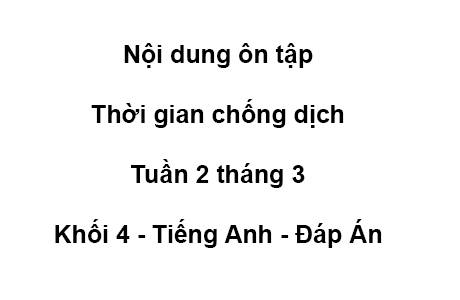 Khối 4 - tuần 2 - tháng 3 - tiếng anh - đáp án