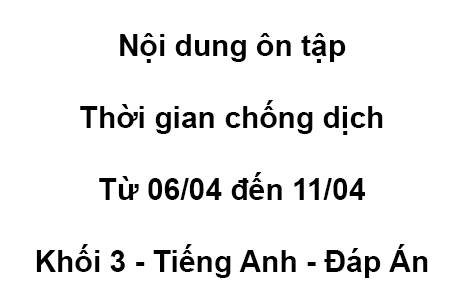 Khối 3 - từ 06/04 đến 11/04 - Tiếng Anh - Đáp Án