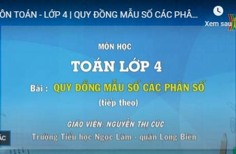 Bài dạy trên truyền hình 27/3/2020 - Toán - Lớp 4