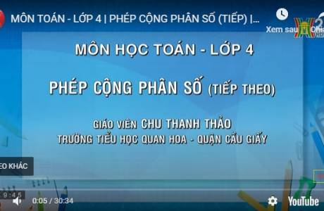 Bài dạy trên truyền hình ngày 10/4/2020- Toán - Lớp 4