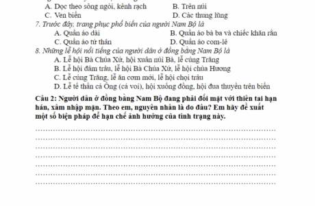 PHIẾU HỌC TẬP Môn: Địa lý – Lớp 4