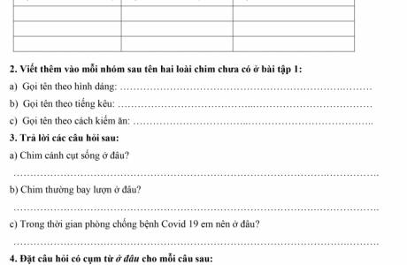 Phiếu Học Tập Luyện Từ và Câu - Tuần 21 - Lớp 2