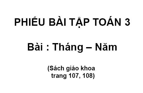 PHIẾU BÀI TẬP TOÁN 3