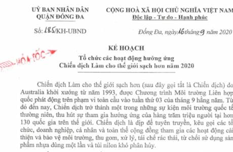 Kế hoạch tổ chức các hoạt động hưởng ứng .....