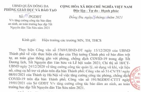 Tăng cường công tác bảo đảm an ninh, an toàn trường học dịp tết Nguyên đán Tân Sửu năm 2021