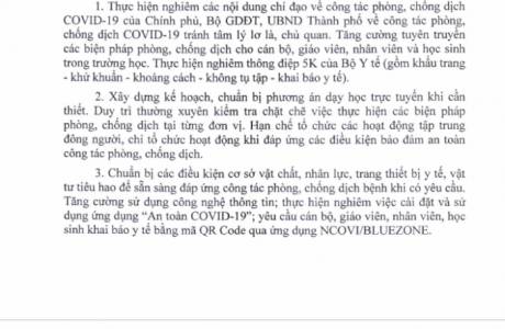 Tăng cường công tác phòng, chống dịch bệnh Covid-19 trong trường học