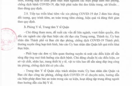 Thực hiện Công điện số 03/CĐ-CT ngày 27/4/2021 của Chủ tịch UBND thành phố Hà Nội