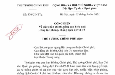 Công điện CP về PC dịch 2/5/2021