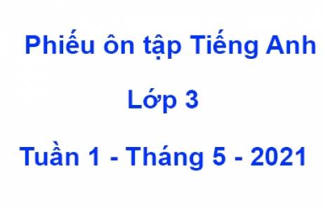 Phiếu ôn Tiếng Anh Lớp 2 tập tuần 1 tháng 5/2021