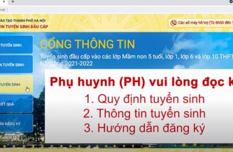 HƯỚNG DẪN ĐĂNG KÝ TUYỂN SINH ĐẦU CẤP