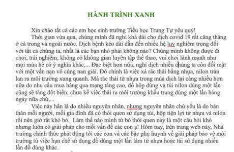 HÀNH TRÌNH XANH