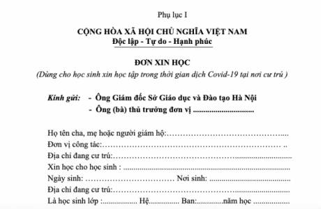 MẪU ĐƠN XIN HỌC