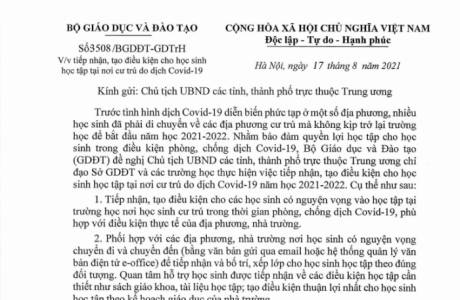 Công văn số 3508/BGDĐT-GDTrH