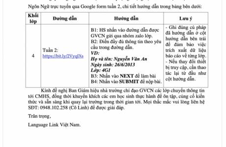 Tiếng Anh Lớp 4 - Tuần 2